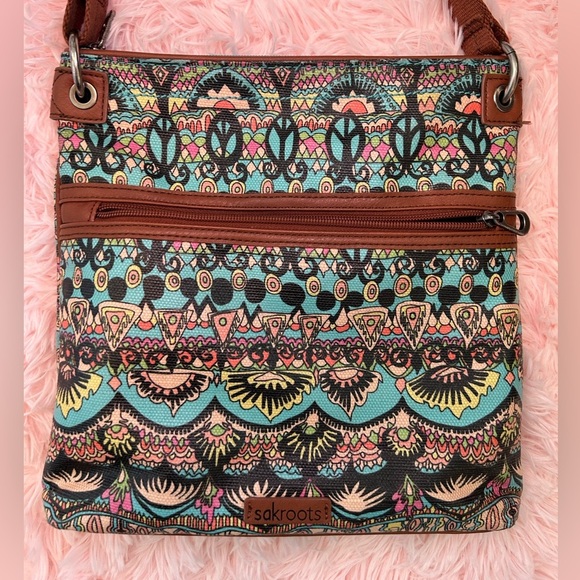 Sakroots Woman’s Hippie Chic Coated Canvas Multicolor Crossbody Bag - Picture 6 of 12